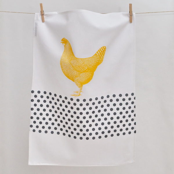 TEA TOWEL YELOW HEN