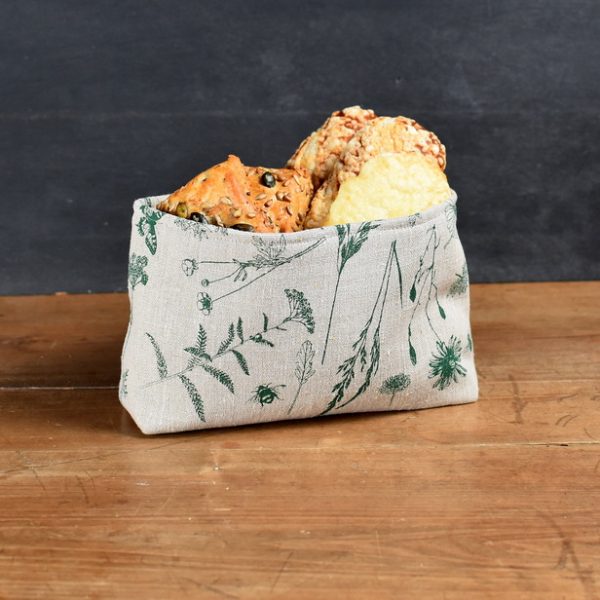 ZELEN TRAVNIK, lan košarica za kruh