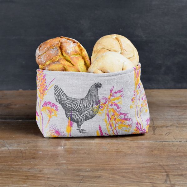 KOKOŠ, ciklam-rumena, košarica za kruh