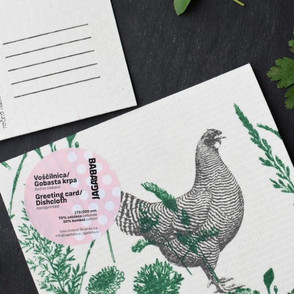 KOKOŠ, voščilnica/vileda